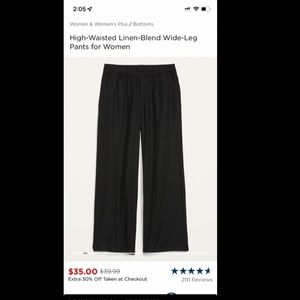 Old Navy Medium High-Waisted Linen-Blend Wide-Leg Pants for Women NWT